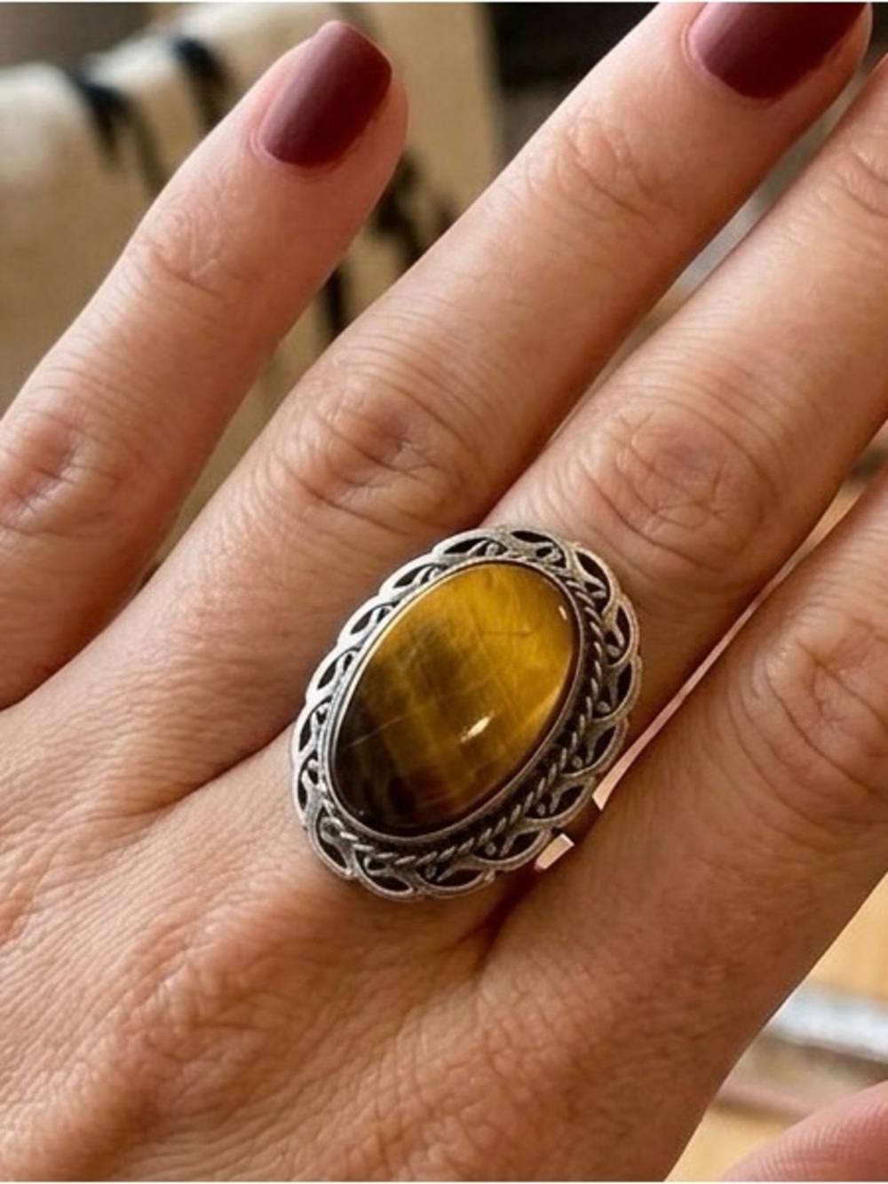 Hecho En Mexico Sterling Silver Tiger Eye Ring